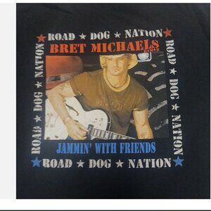 Retro Road Dog Nation Tour Bret Michaels Shirt Black Unisex Adult XL